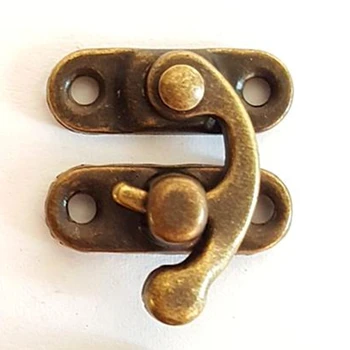 

40pcs 23*26mm Antique Bronze Hasps Horn Hook Hardware Accessories Lock Metal Packaging Bag Box Buckles Hook Clasp Decoration