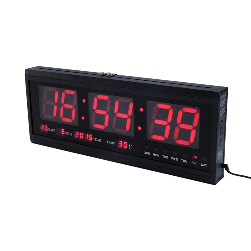

48Cm Digital Wall Clock Big LED Time Calendar Temperature Desk Table Clocks LED Wall Watch EU Plug