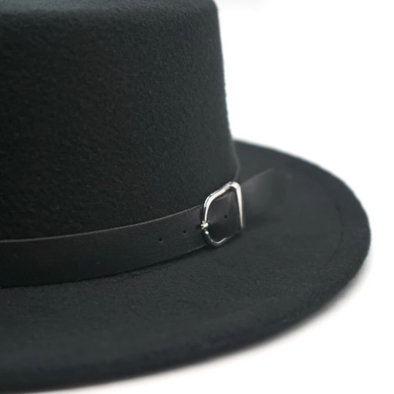 New Felt Hat Men Fedora Hats with Belt Women Vintage Trilby Caps Wool Fedora Warm Jazz Hat Chapeau Femme feutre Panaman hat 5
