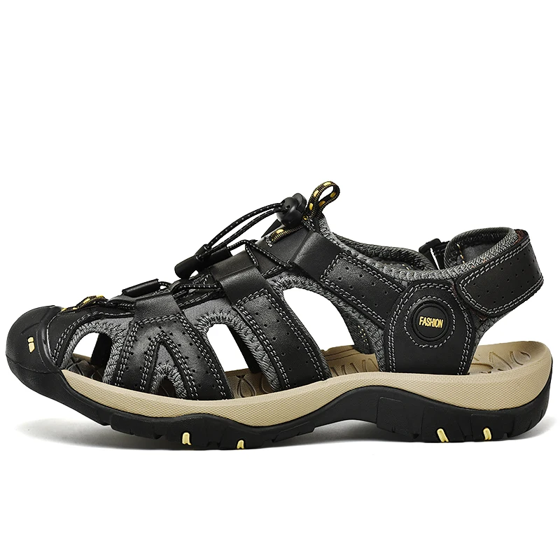 Мужские походные сандалии из натуральной кожи водонепроницаемая обувь для