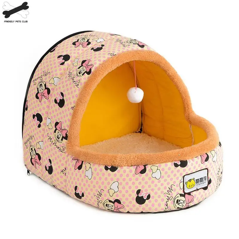 Hot Sell Pet Cat Dog House Autumn Winter Soft Plush Dogs Small Big Cats Nest Home Cute Pattern Kitten Puppy Shelter