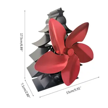 

5 Blades Christmas Tree Heat Powered Stove Fan Log Burner Fireplace Ultra Quiet