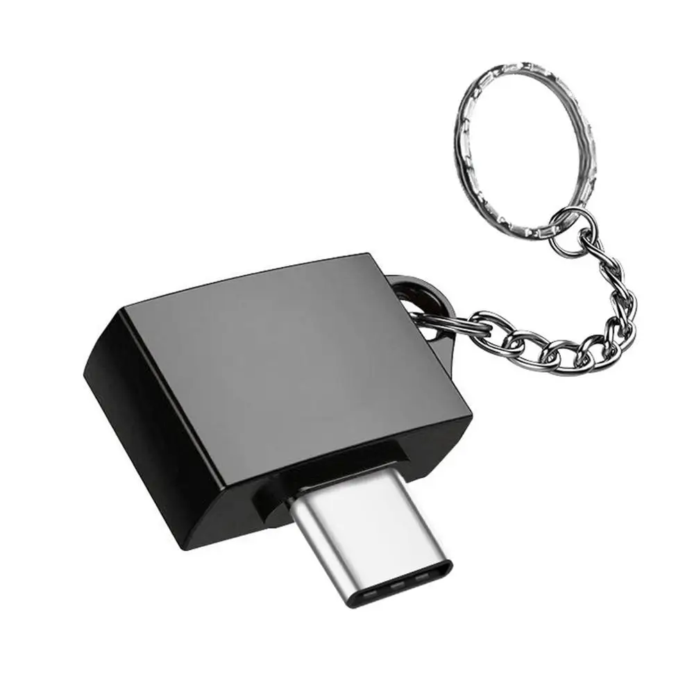 Ультра портативный металлический type-C/Micro USB к USB 2,0 OTG адаптер для Android устройства с брелоком кольцо держатель простой дизайн Прямая поставка - Цвет: Type-C to USB2.0