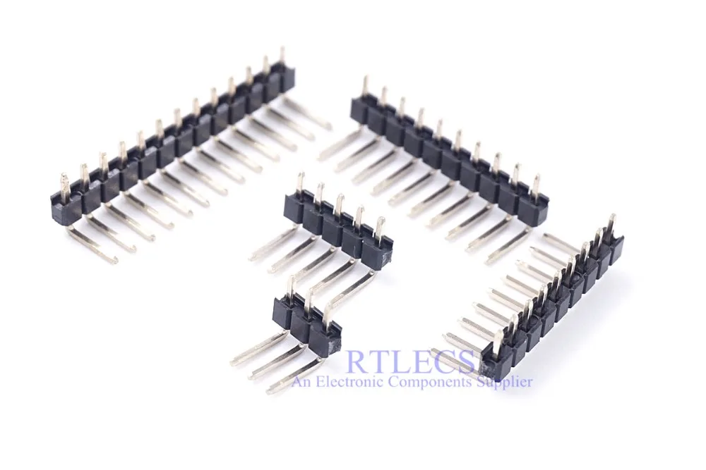 200 шт. PCB разъем для мужчин 2,54 мм 2 3 4 5 6 7 8 9, 10, 12, 14, 15, 16, 20, 24, 26-30 40 Pin однорядные под прямым углом 90 градусов сквозных отверстий