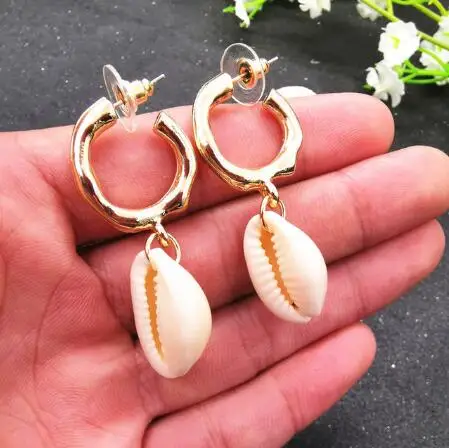 Fashion 2019 Natural Sea Shell Drop Earrings For Women Colorful Painted Shell Beads Pendant Earring Summer Beach Jewelry Brincos SHBE-E01