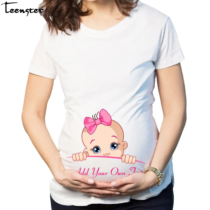

Teenster Pregnancy Shirts Plus Size Maternity Funny Cartoon Printed Summer Woman Top Pregnant T Shirt Mom Tees Premama Tops