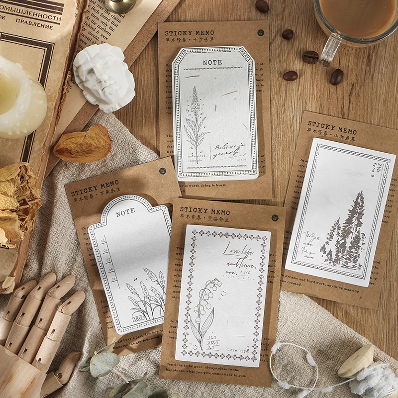 

Journamm 30Pcs/pack Plants Flowers Vintage Series Washi paper Loose Leaf Note Memo pads Bullet Journal Deco Stationery Memo pads