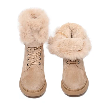 

Flock Winter Boots for Women's Booties with Platform Snow Boots Women's Shoes Woman Winter Woman Shoes Plush Warm Boot Female 43
