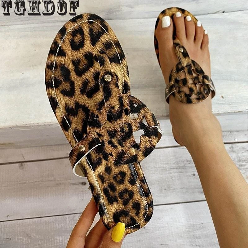 artillerie Bijwonen Email Tghdof Echt Leer Platte Slippers Dames Flip Flop Sandalen Dames Zomer  Designer Schoenen Dames Luxe Merk Logo Grote Maat|Slippers| - AliExpress