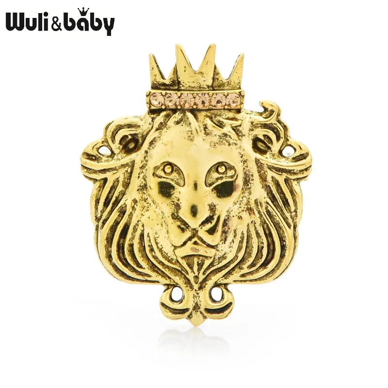 Винтажные Броши Wuli &amp baby в виде отделка из горного хрусталя King со львом женское