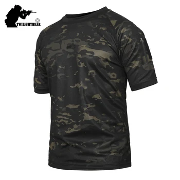 

Military Men's Tactical T Shirts Male 4XL 5XL Quick Drying Camouflage Short Sleeve Slim Fat Combat Tshirt Men Training Tees AF32