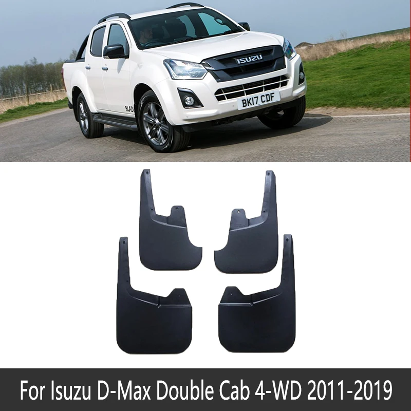 Double Cab 4-dr Брызговик для Isuzu d-max 2011~ DMAX крыло грязи брызговик ЛОСКУТ аксессуары для брызговиков 2012 2013 - Название цвета: Double Cab 4-dr