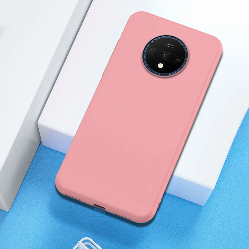 Pink Для Oneplus 7T чехол-накладка для OnePlus 7 7T Pro мягкий жидкий силиконовый чехол one plus 7 7T полный защитный чехол - Цвет: Pink