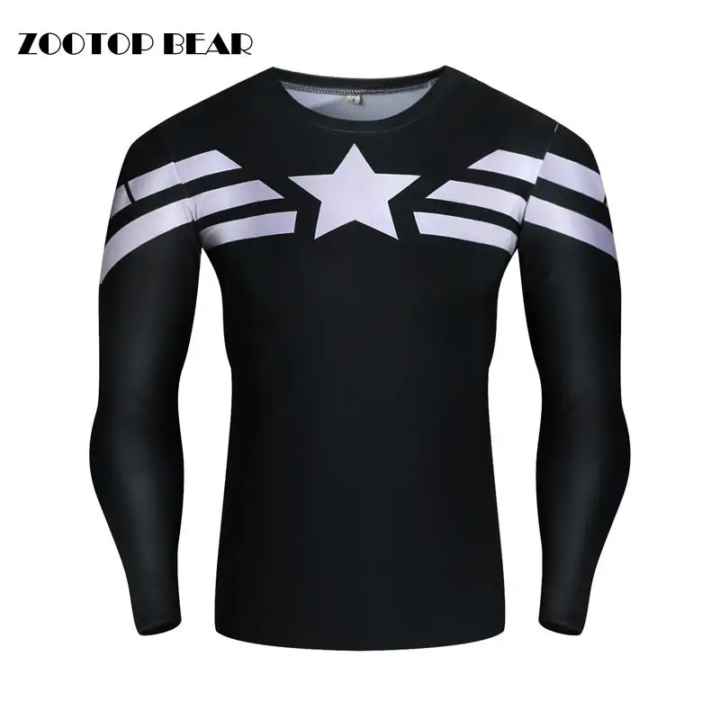 

Captain America T shirts Compression Men Tops High Quality Tight Tees Male Superhero 3D Printed Funny 2019 ZOOTOP BEAR