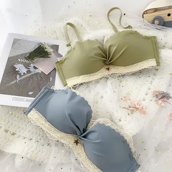 

Sexy Deep V Underwear Set Women Lingerie Set Lace Push up Bra Panties Sets 1/2 Cup Side Embroidery retro Wire Free Bra Set