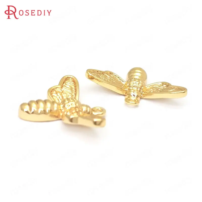 6 шт. 24K позолоченные латунные подвески в виде стрекозы и пчелы Diy ювелирные изделия серьги аксессуары