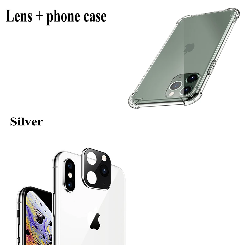 Камера объектив для iPhone X Xs Max во-вторых зарядка iPhone 11Pro MAX поддельные Камера металлического сплава защитная накладка для задней панели телефона - Цвет: Silver Case