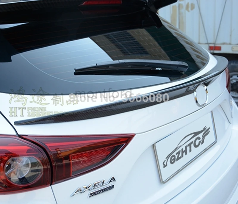 

For Mazda 3 Axela hatchback 2013 2014 2015 2016 2017 2018 Carbon Fiber Rear Middle Spoiler Wing Trunk Boot Cover Car Styling