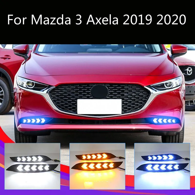 

LED Daytime Running Light For Mazda 3 Axela 2019 2020 Waterproof 12V Yellow Turn Signal Indicator Light Bumper Lamp LED DRL