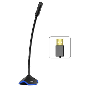 

Studio Condenser With LED Light Plug Play Noise Reduction Adjustable Desktop Microphone Computer Laptop USB Interface Portable