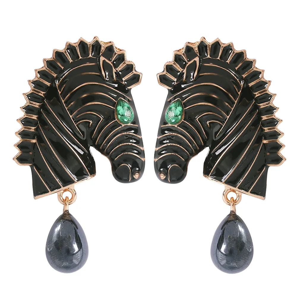 Дизайн модные женские богемные Морской стиль жемчужные животные геометрические серьги в форме зебры женские ювелирные изделия подарок для женщин - Окраска металла: Black