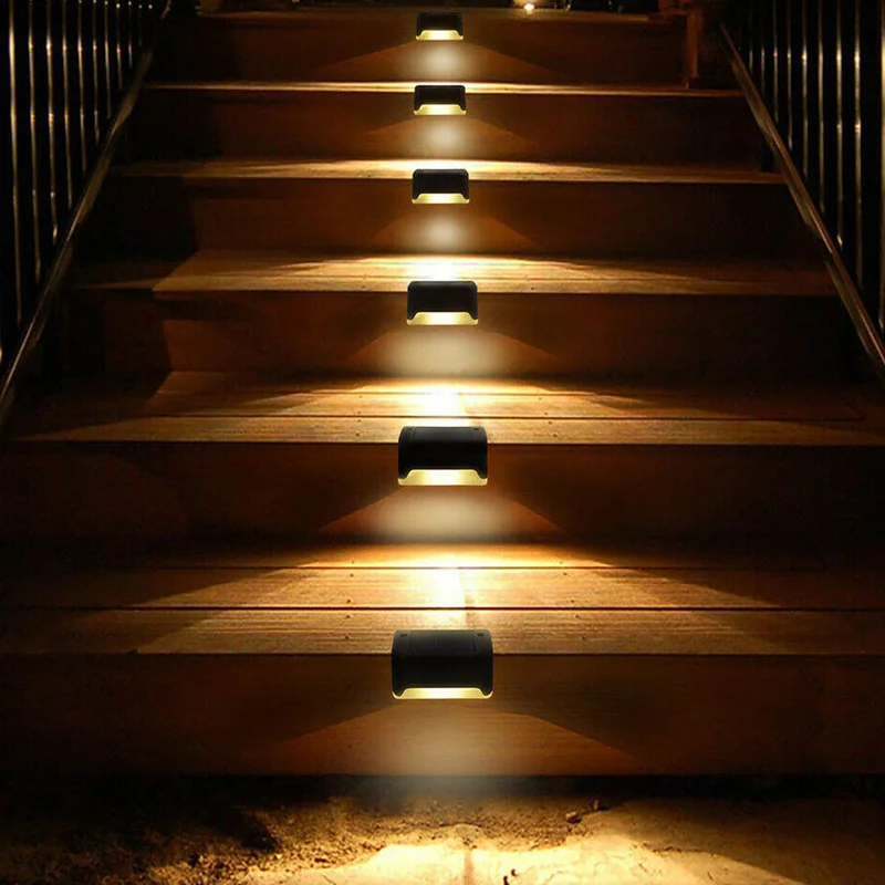LED Solar Stair Lamp1/4/8/16pcs Waterproof Outdoor Garden Pathway Yard Patio Stairs Steps Fence Lamps Solar Night Light 4