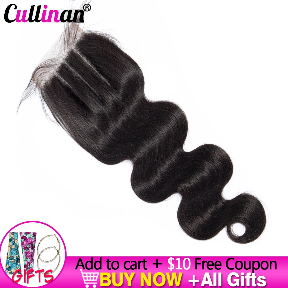 Encaje de onda de encaje 4x4, cierre de encaje suizo medio/Medio/tres partes, marrón medio, cabello Natural brasileño Remy