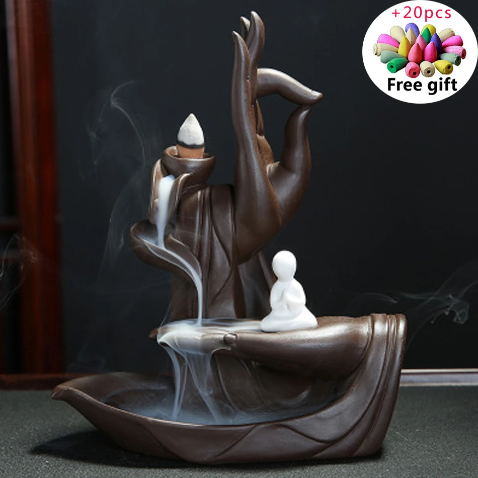 

2019 Backflow Incense Cones Bigger Tower Incense Burner Incense Stick Holder Lotus Incense Censer The Little Monk Burner