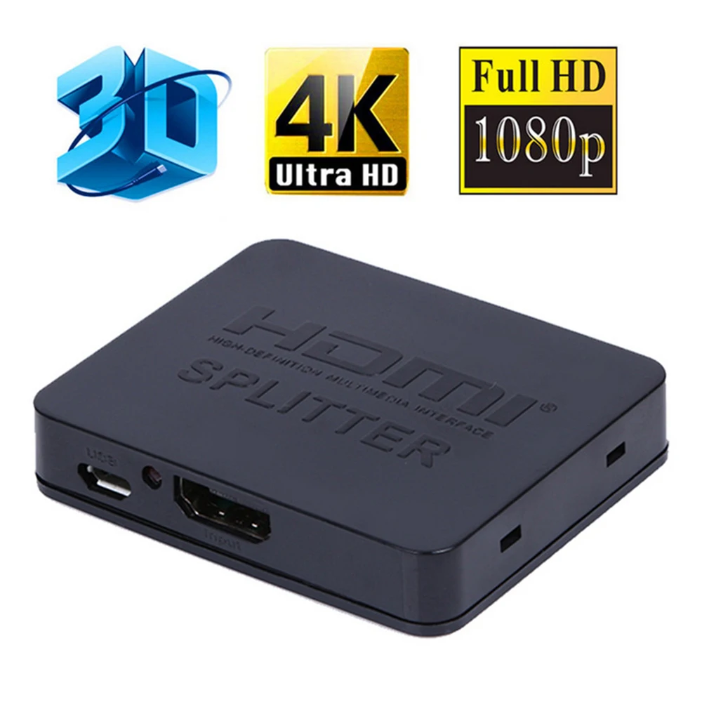HDMI 1 In 2 Out 1080p 4K 1x2 HDCP Stripper 3D Splitter Power Signal ...