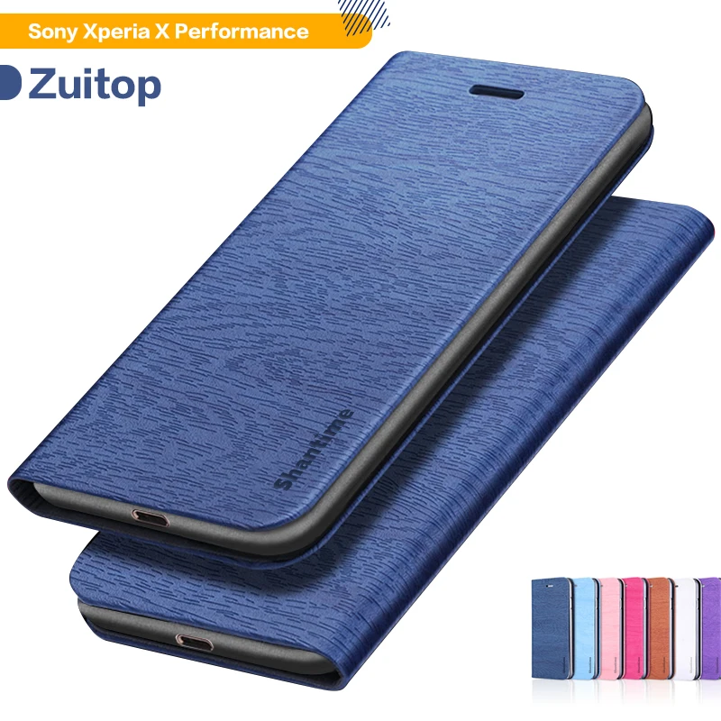 

Wood grain PU Leather Phone Case For Sony Xperia X Performance Flip Book Case Business Wallet Case Soft Silicone Back Cover