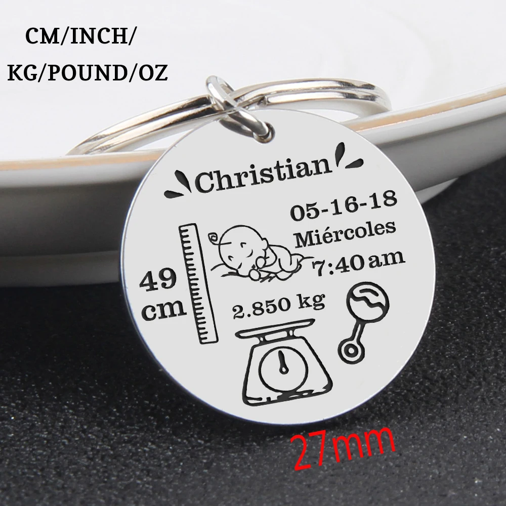 Keychain Personalized Keyring Birthday-Stats Newborn Baby Mom Gift Commemorate for Romper