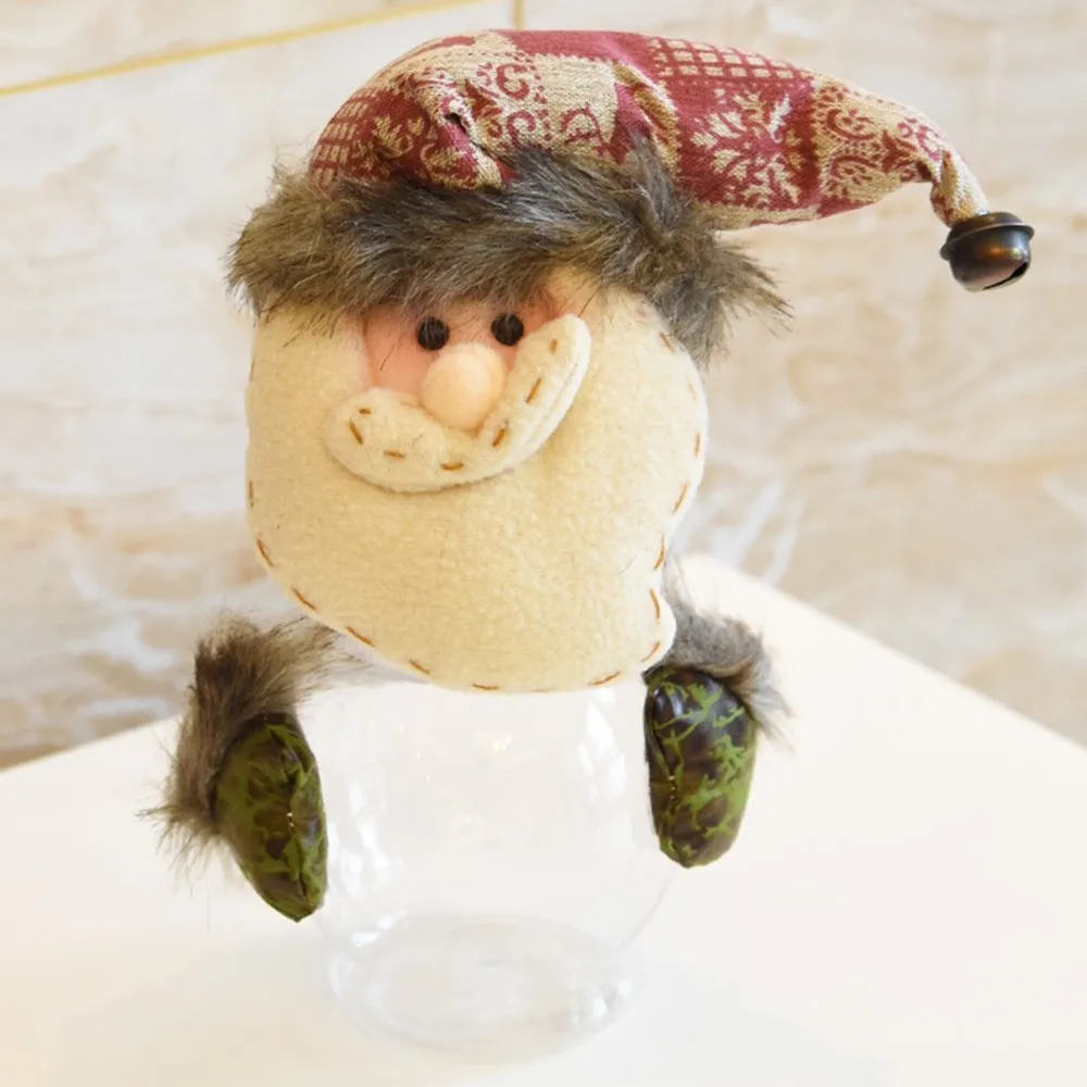 Christmas Series Candy Jar Santa Claus Snowman Elk Wool Felt Dolls for Christmas Decoration Ornament Party Candy Gift Box