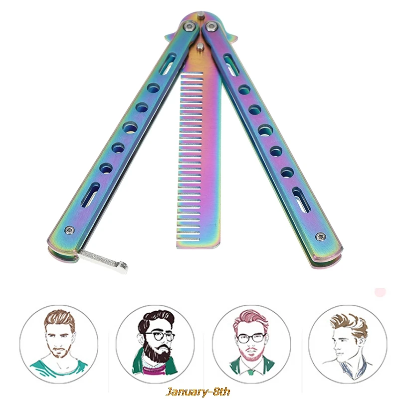 1pc Foldable Comb Stainless Steel Practice Training Butterfly Knife Comb Beard & Moustache Brushes Hairdressing Styling Tool|Combs| - AliExpress