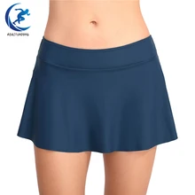 Сексуальное бикини, одежда для плавания,, защитные штаны, с юбкой, для женщин, одноцветные, для плавания, ming, трусы бикини, купальник, для плавания, плиссированная юбка, плюс размер, 2XL