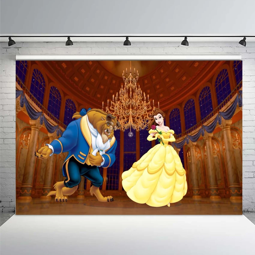 

Photography Backdrops Beauty Beast Ballroom Belle Princess Chandelier Night Custom Photo Background Backdrop Vinyl