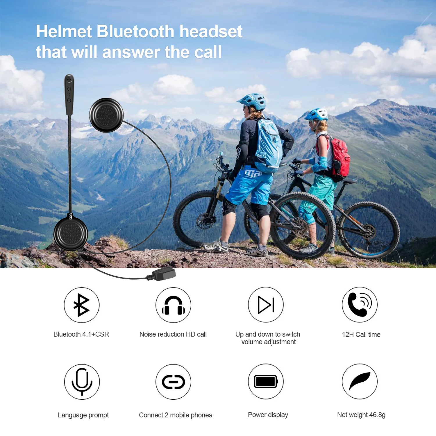 Гарнитура для мотоциклетного шлема E1 с поддержкой Bluetooth 4 1 и микрофоном|Наушники