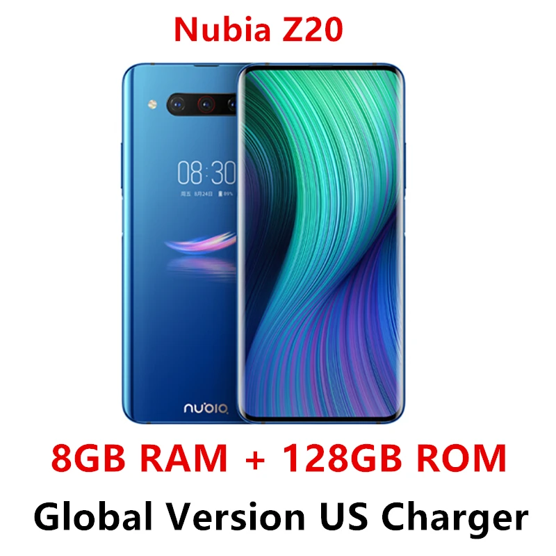 Мобильный телефон Nubia Z20 с двойным экраном 6,4"+ 5,1", Восьмиядерный процессор Snapdragon 855 plus, 4000 мА/ч, три сзади, 48мп - Цвет: 8G 128G Blue US