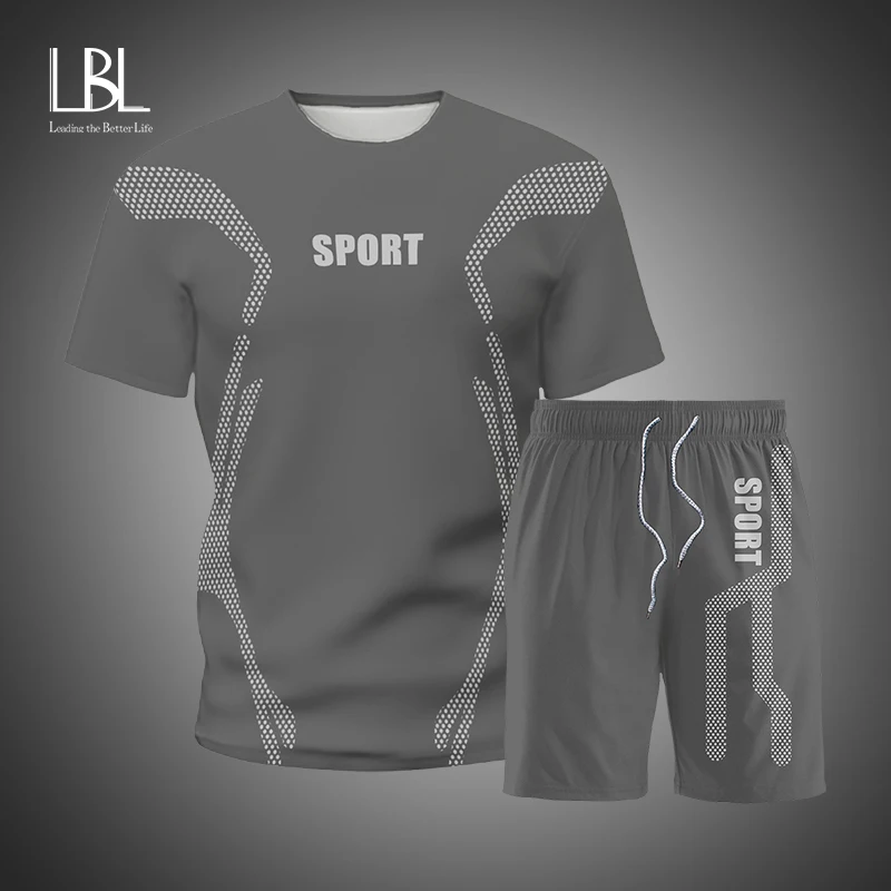 Tracksuits T-Shirt Shorts Printed 2pieces-Sets Running Casual Mens Summer New Letter