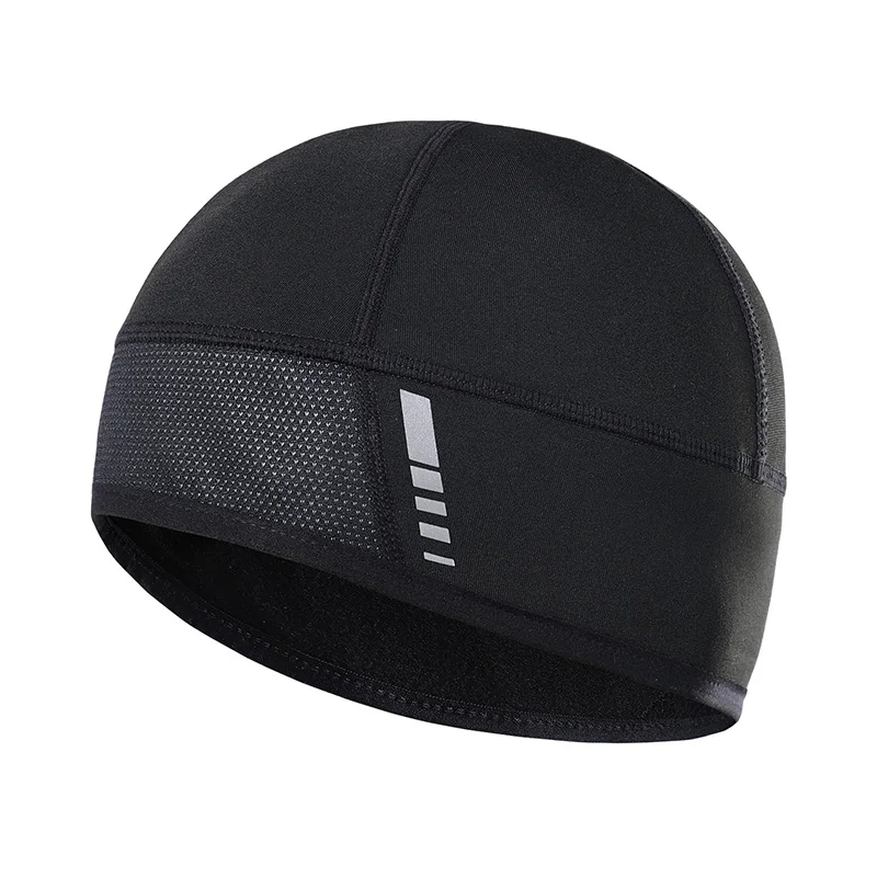 black ARSUXEO Winter Fleece Cycling Cap Windproof Outdoor Sports MTB Bike Bicycle Hat Snow Skull Cap Helmet Liner For Man& Woman PT06 - Цвет: black