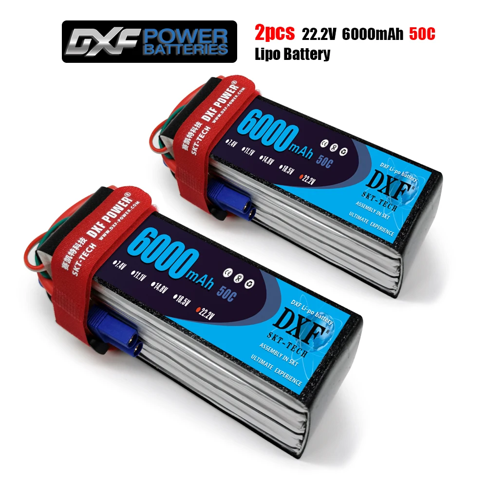 

2PCS DXF RC Lipo Battery 6S 22.2V 6000mah 50C MAX 100C Bateria for RC AKKU Car Boat Airplane Quadcopter battery