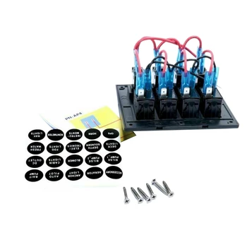 

4 Gang Rocker Switch Panel with Blue LED Indicators for Boat Marine 12V 24V