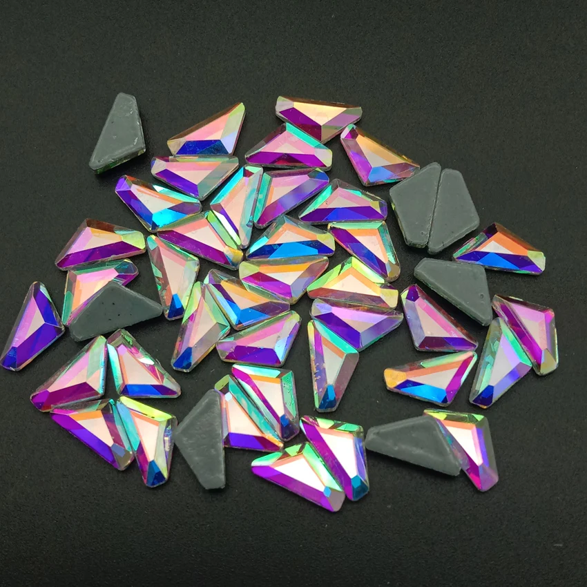 5X10 Triangle AB 60 шт Стразы AB Crystal Mix Multishape с плоской задней частью, горячая фиксация Стразы/утюг на плоской задней кристаллы AB для лака для ногтей, Стекло со стразами - Цвет: 5X10 Triangle AB