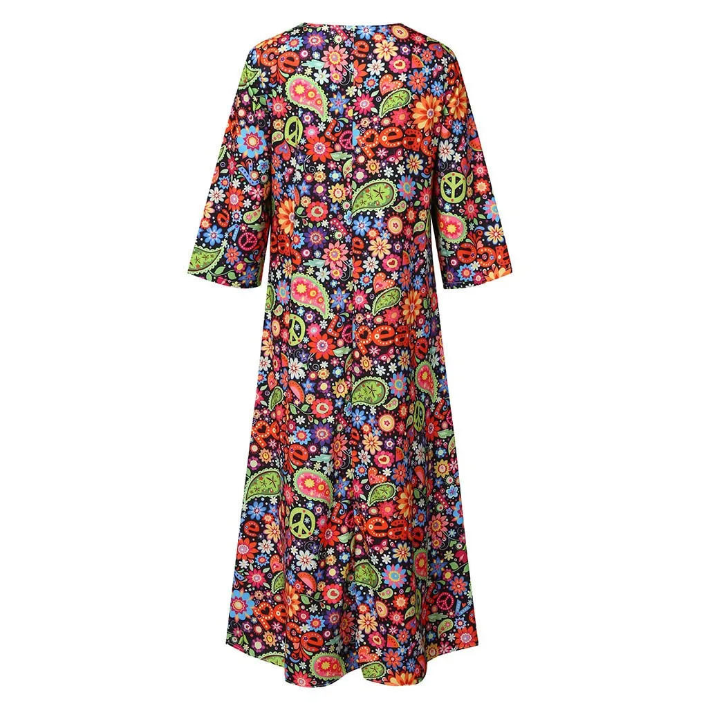 MISSOMO 5XL платье женские Платья повседневные Лоскутные 3/4 рукава v-образный вырез кнопки Высокий Низкий Подол размера плюс вечерние летние платья vestidos 12