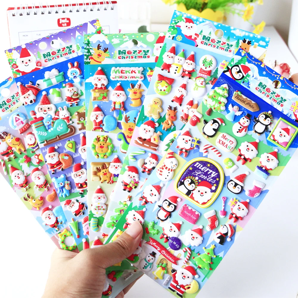 

1pcs Christmas Santa Claus Elk 3D Stickers Cartoon Foam Scrapbooking Decorative Sticker Label Diary Stationery Album Stickers
