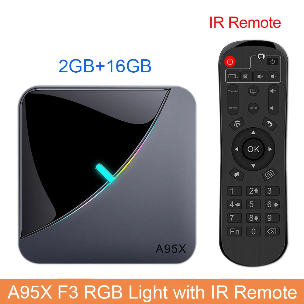 ТВ-приставка LEMADO A95X F3 Android 9,0 Amlogic S905X3 8K Netflix 4G 64G HDMI 2,0 2,4G& 5G wifi USB 3,0 RGB светильник Android tv Box - Color: 2G 16G