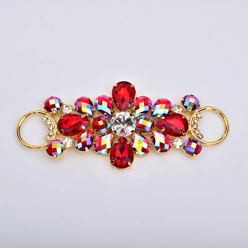 JUNAO-50-115mm-Sewing-Red-AB-Glass-Rhinestone-Chain-Flowers-Connector-Flatback-Claw-Crystal-Appliques-For