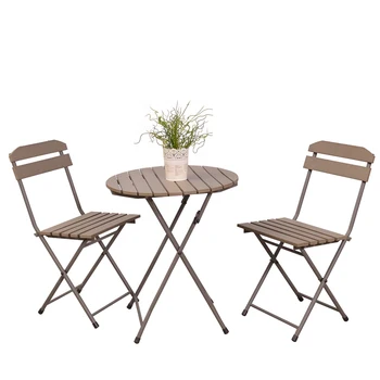 

Balcony three-piece outdoor table and chairs cafe plastic wood folding table and chairs garden garden leisure table and chairs