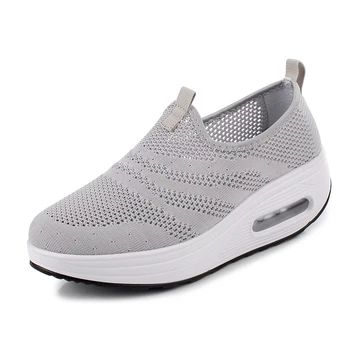 

Womens Flat Platform Height Increasing Toning Shoes Slip on Women Walking Swing Shoes Breathable Ladies Sport Fitness Shoes