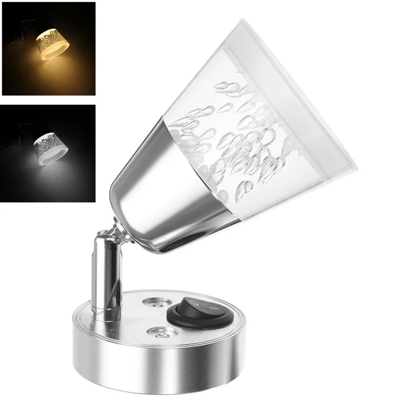 Wall Spotlight Led Interior Reading Spot Lamp Universal for RV Truck Boat 12V 3W LED Light Warm/Cold White | Лампы и освещение