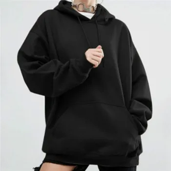 

Black Oversized Hoodies Women Sweatshirt Kpop Hoodie Sudadera Mujer Womens Hooded Hoodies Front Pocket Pullover Tops
